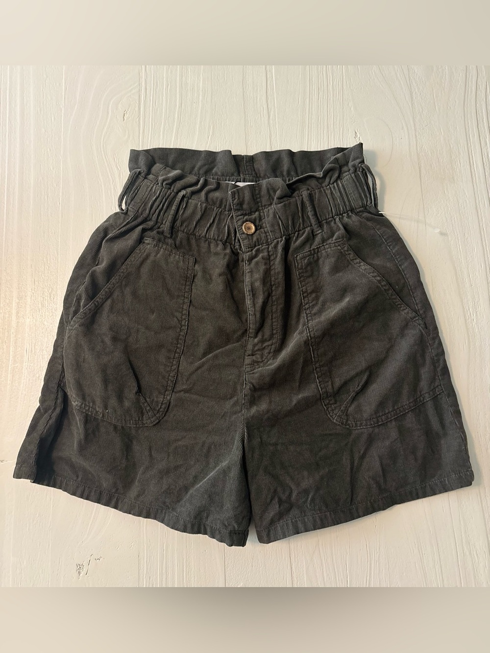 Zara Black High-Waist Paperbag Shorts